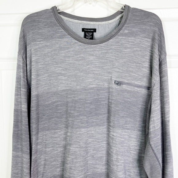 Calvin Klein Jeans Men’s Grey Crewneck Long Sleeve Tee Shirt Sz XXL - Picture 3 of 11